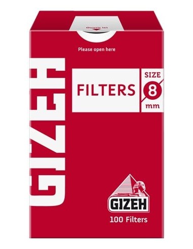 فیلتر سیگار پیچ ساده گیزه قرمز 100عددی Gizeh 8mm