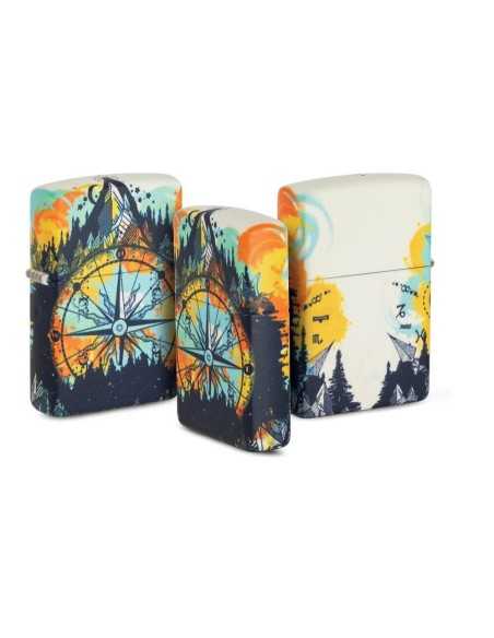 فندک زیپو طرح قطب نما شبرنگ Zippo 49805 (COMPASS DESIGN)