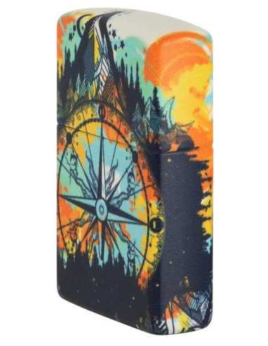 فندک زیپو طرح قطب نما شبرنگ Zippo 49805 (COMPASS DESIGN)