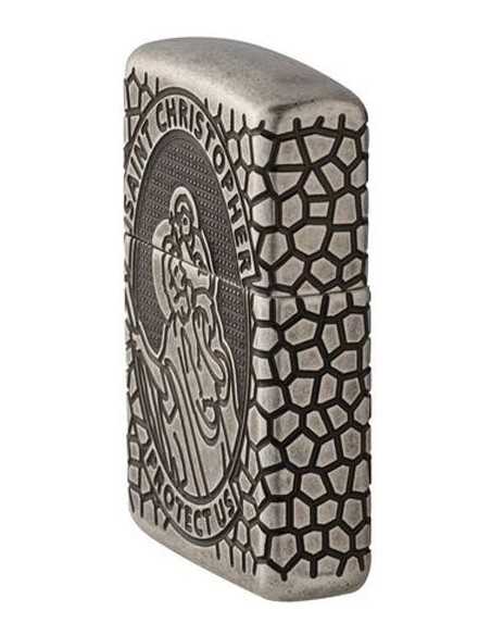 فندک زیپو نقره آرمورکیس سنت کریستوفر Zippo 49160 (ST CHRISTOPHER MEDAL)