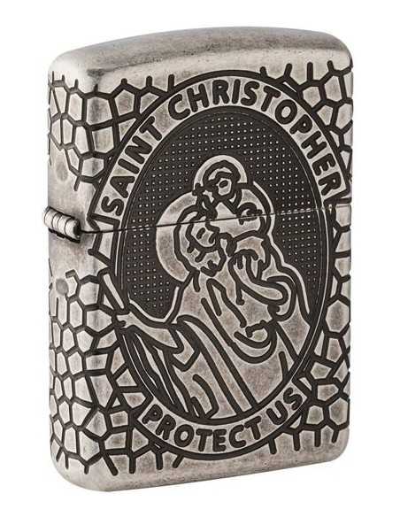 فندک زیپو نقره آرمورکیس سنت کریستوفر Zippo 49160 (ST CHRISTOPHER MEDAL)